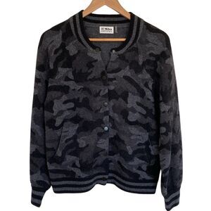 27 Miles Womens Camo Bomber Jacket Wool Cashmere Size S Black Grey